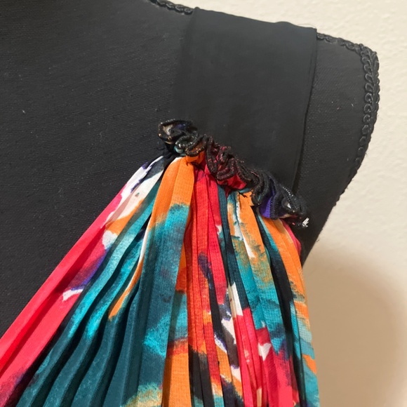 Allen B Accordian style asymmetrical sheer high low dress. - Picture 12 of 13